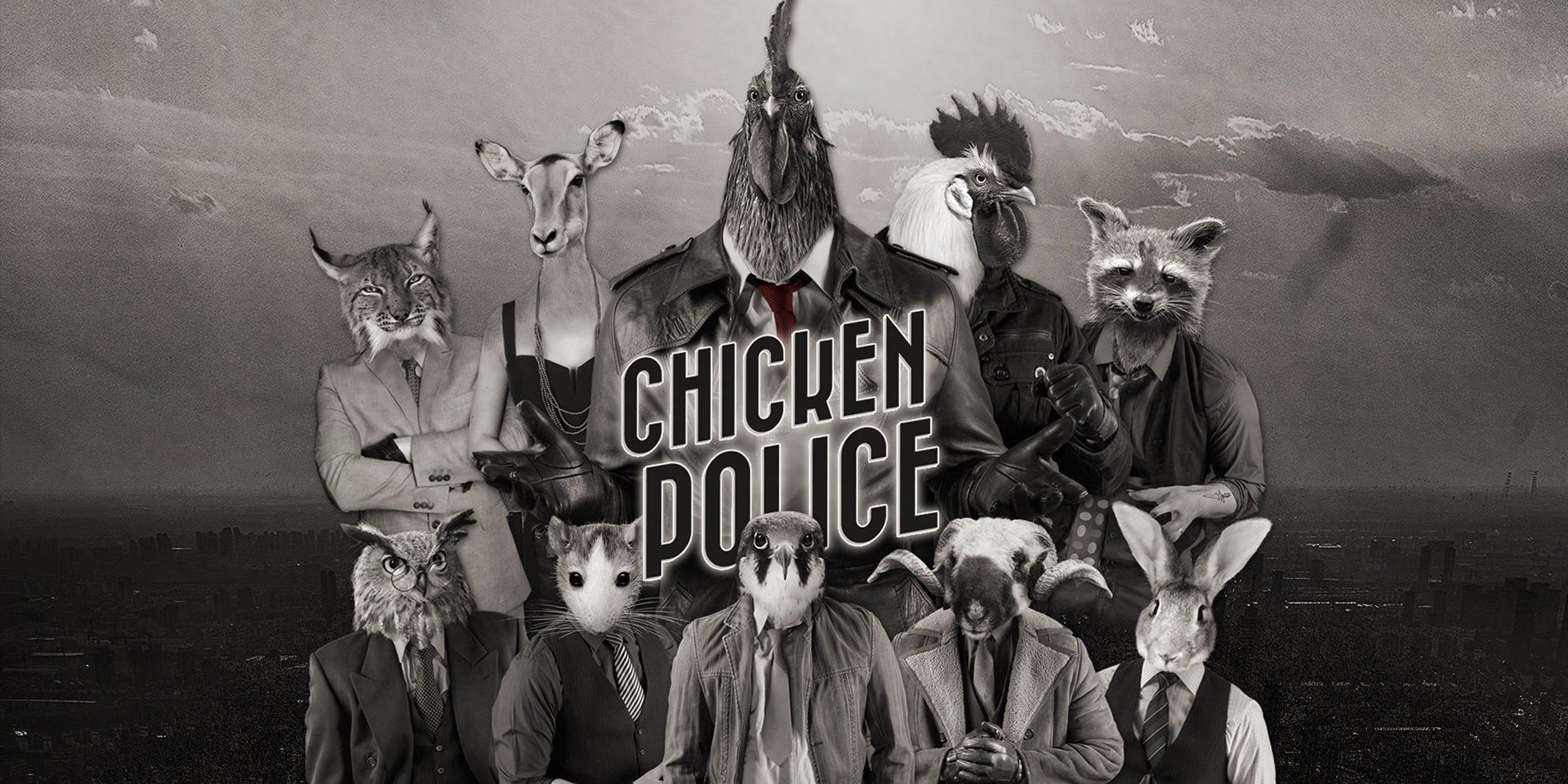 A promotional image of Chicken Police featuring the main characters.