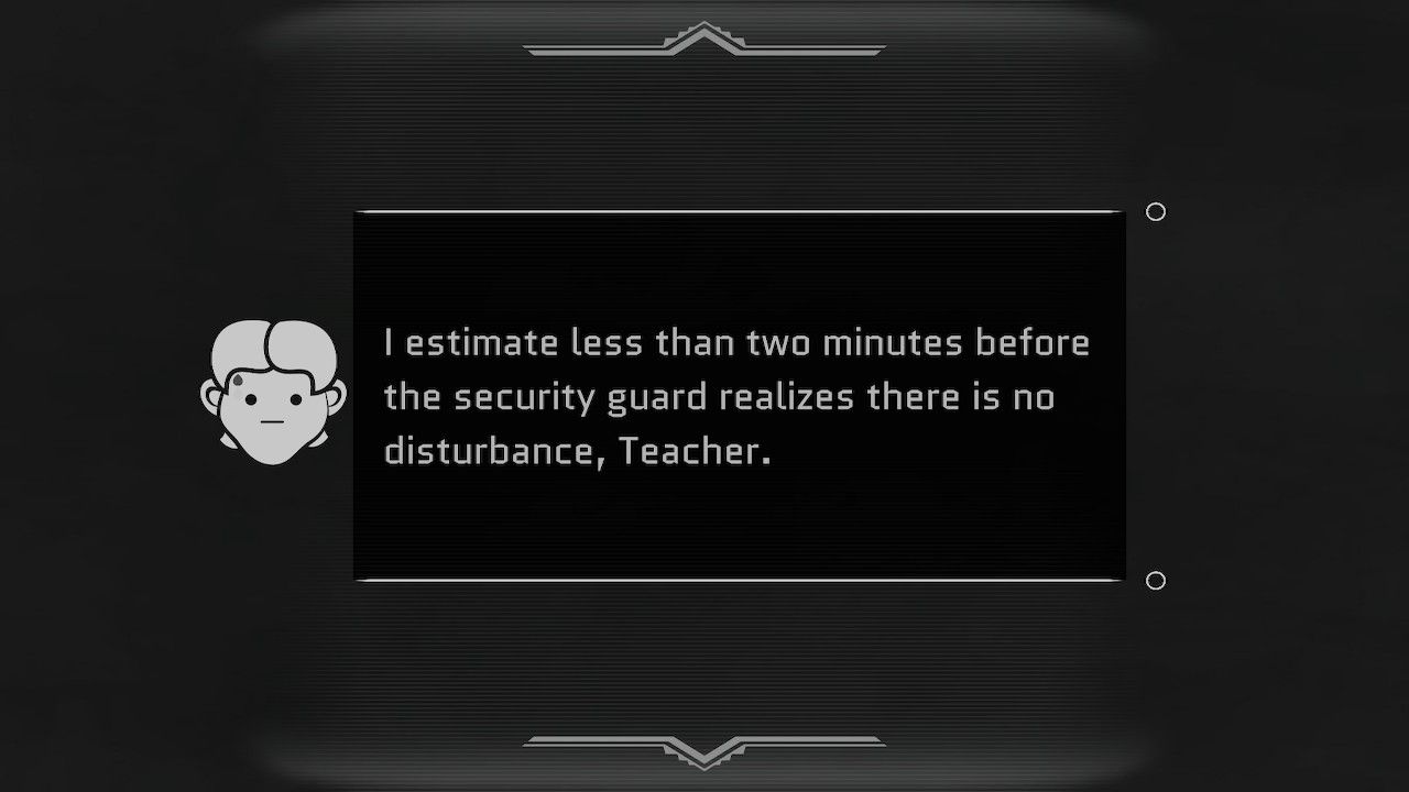 A screenshot showing Moto talking in Choices That Matter And The Sun Went Out.