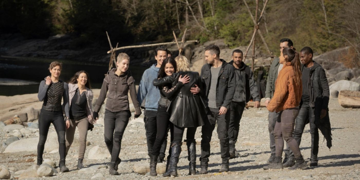 Clarke and her friends reunite on a beach on Earth in The 100 series finale