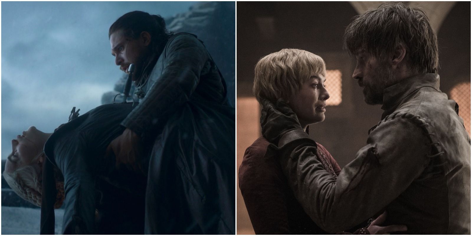 The death scenes of Daenerys Targaryen, Jaime and Cersei Lannister in season eight, respectively