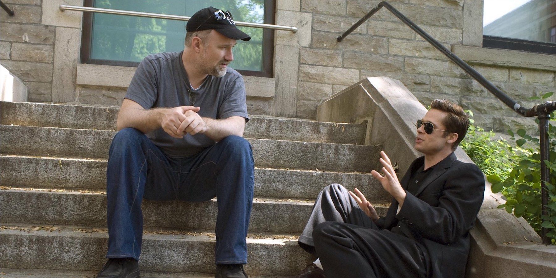 David Fincher e Brad Pitt no set