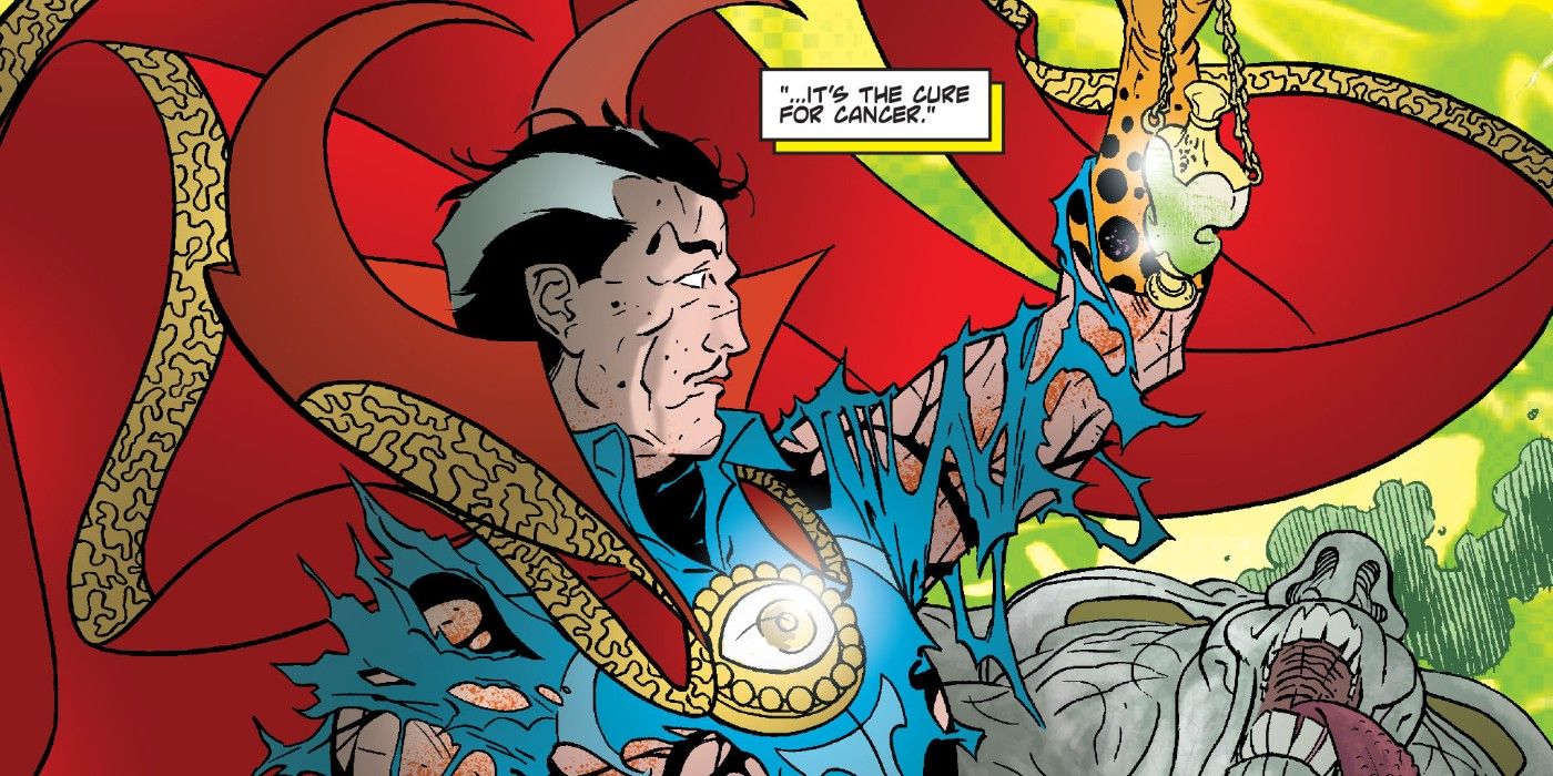 Doctor Strange discovers cure for cancer in Marvel Comics.