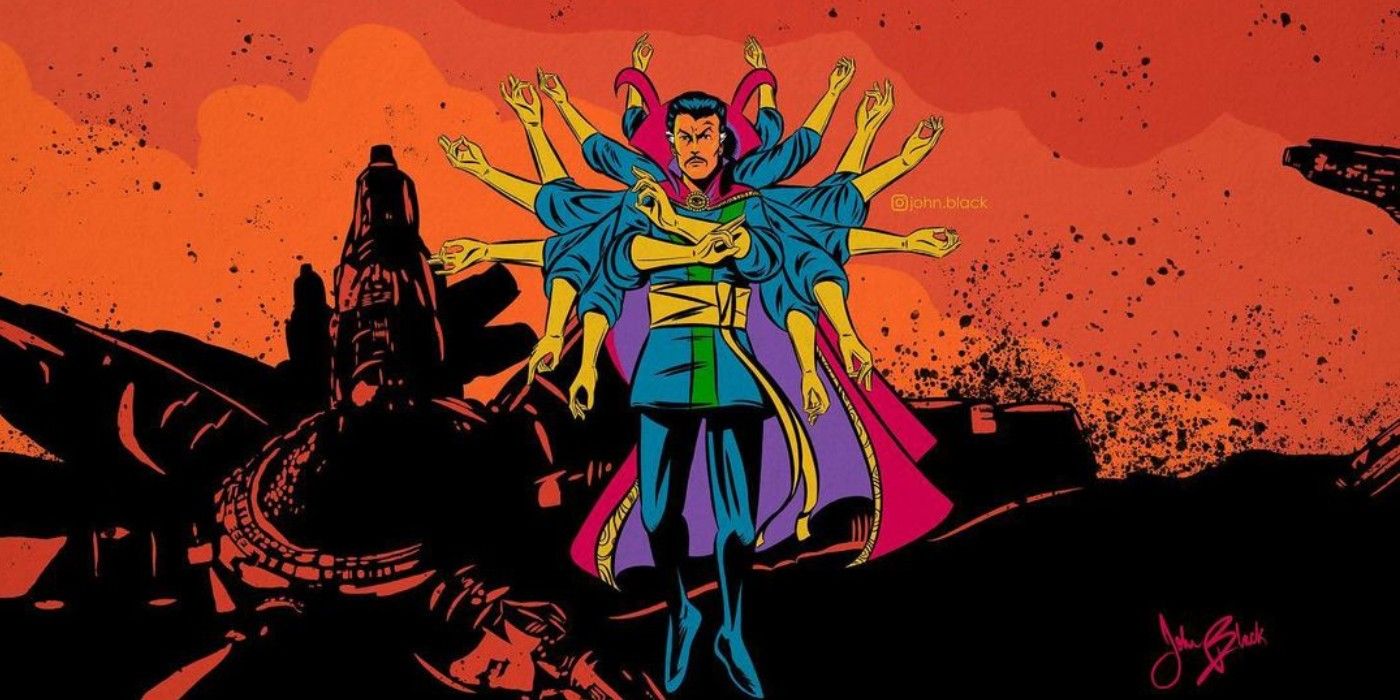Doctor Strange Infinity War scene as classic Marvel comic