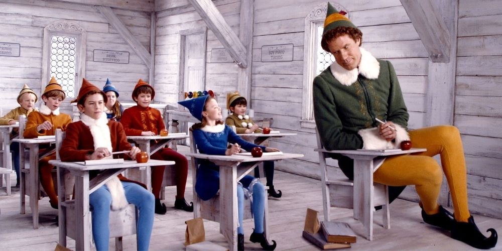 Buddy senta em uma sala de aula no Pólo Norte em Elf