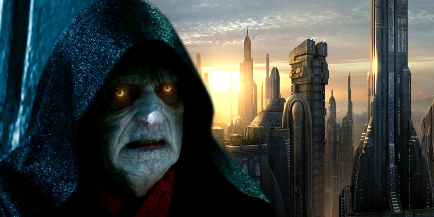 Emperor Palpatine in Rise of Skywalker and Coruscant in Star Wars