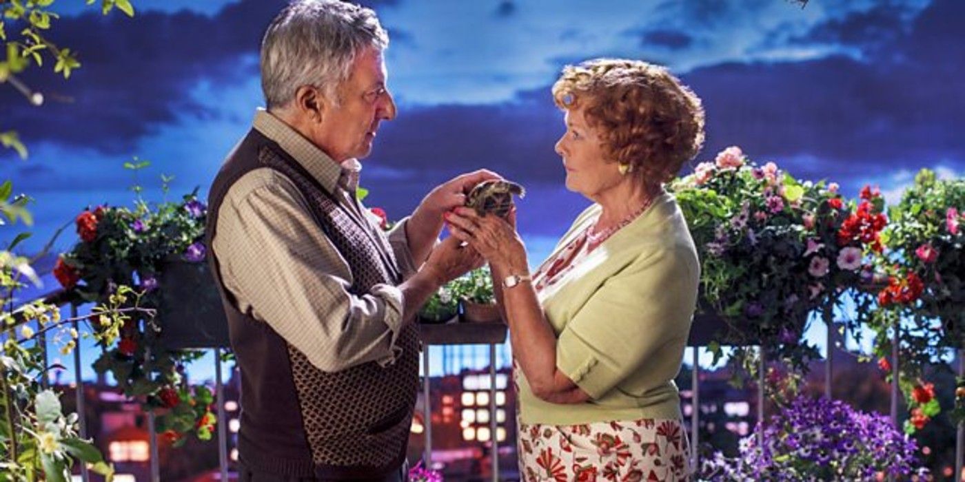 Esio Trot with Dustin Hoffman and Judi Dench joining hands Roald Dahl