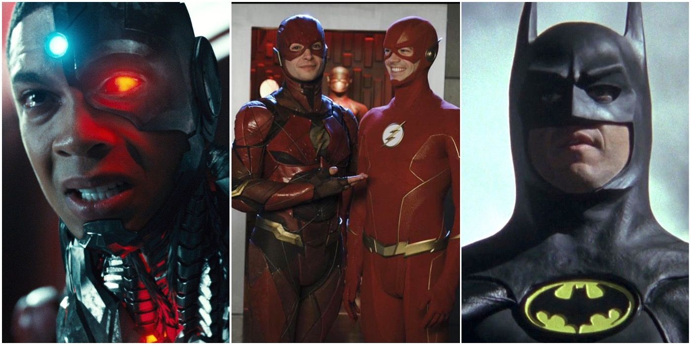 Ezra Miller Grant Gustin Flash Cyborg Micahel Keaton Batman