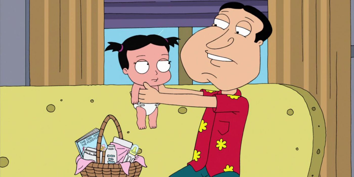 Screenshot Family Guy Quagmire holding his daughter Anna Lee
