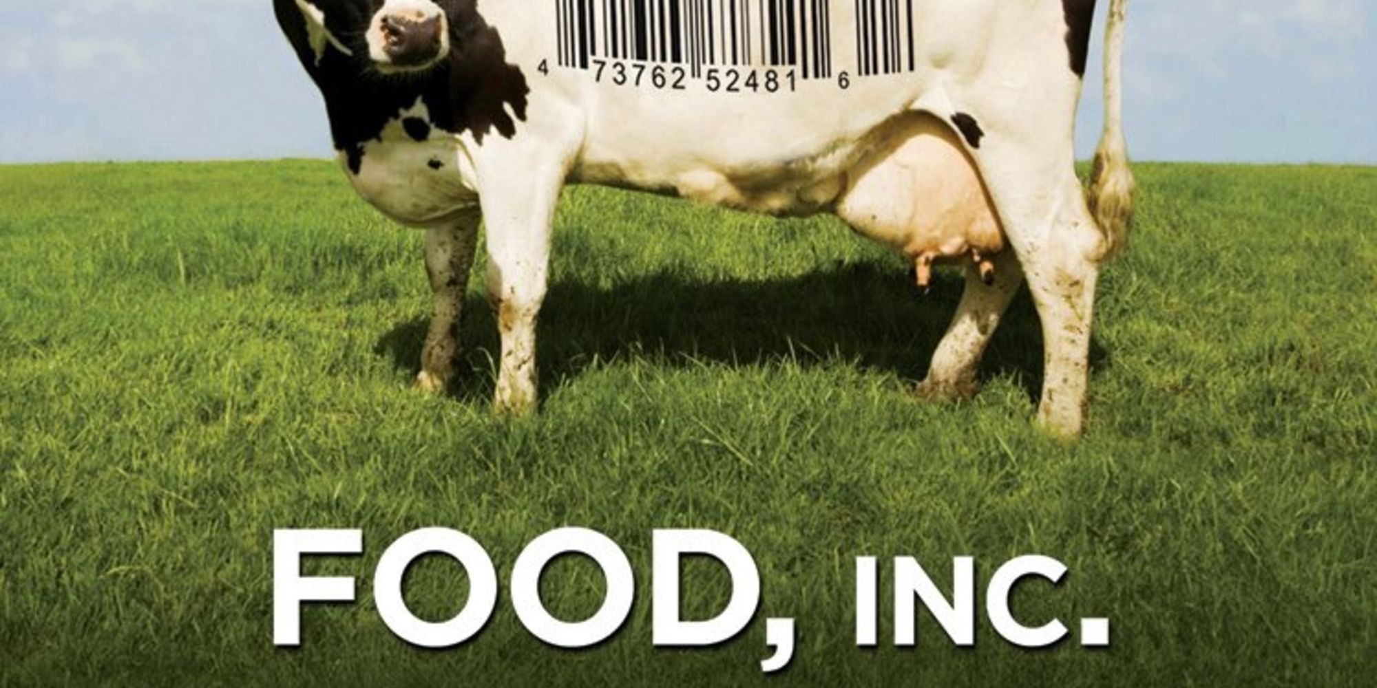 Cow with a bar code for a logo