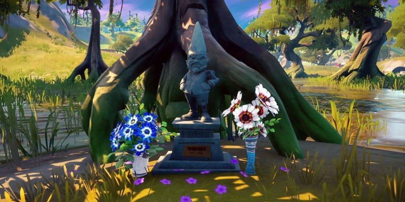 The gnome's grave in Slurpy Swamp in Fortnite Season 4