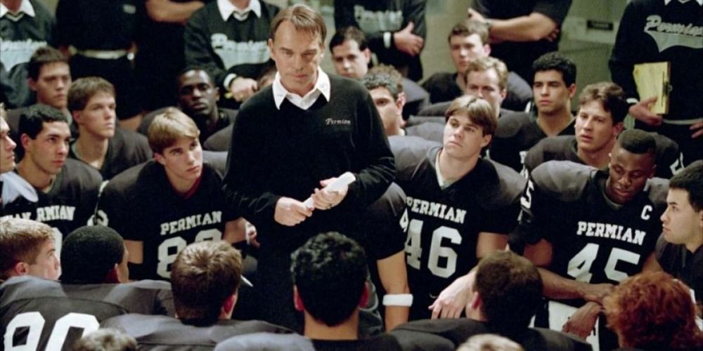 Coach Gaines talking to the team in Friday Night LIghts