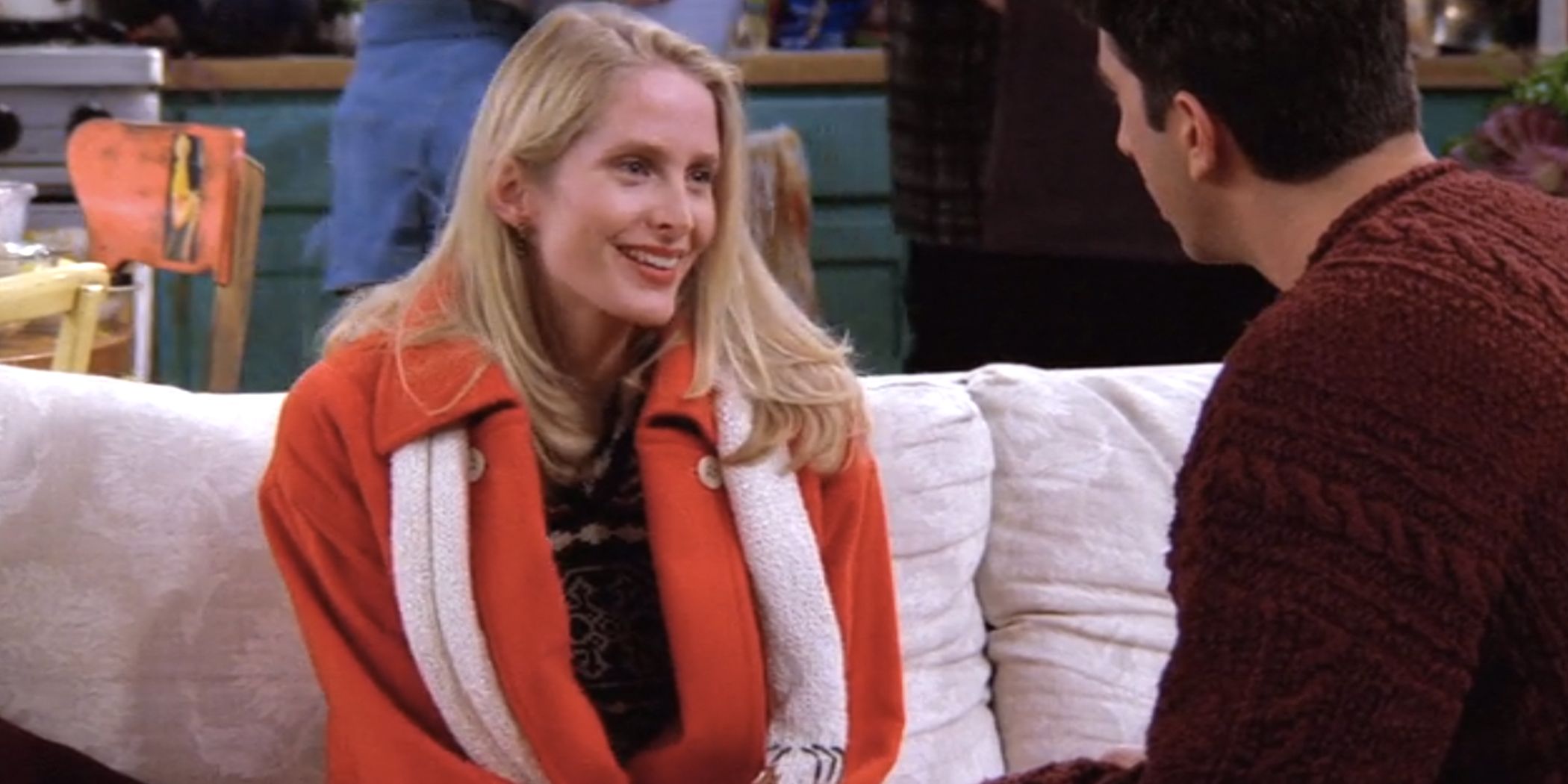 Carol talking to Ross at Monica's apartment in Friends
