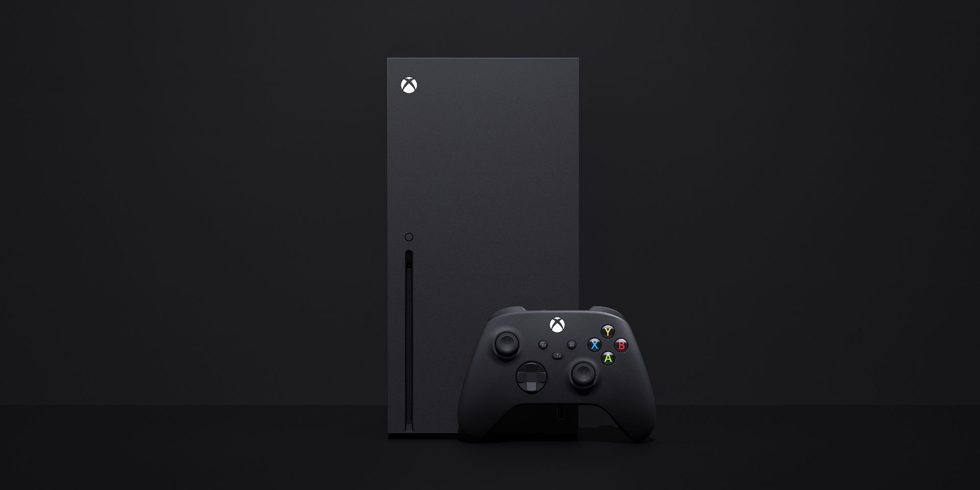 Front view of the Xbox Series X and a controller