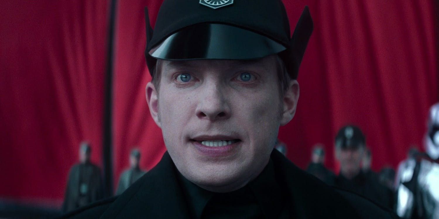 General Hux delivers a speech to the First Order before the Hosnian Catyclysm in Star Wars The Force Awakens