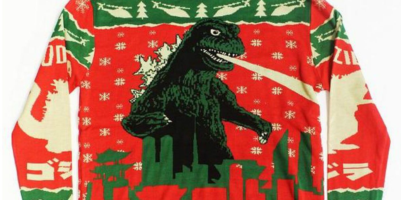Godzilla gets an ugly Christmas sweater