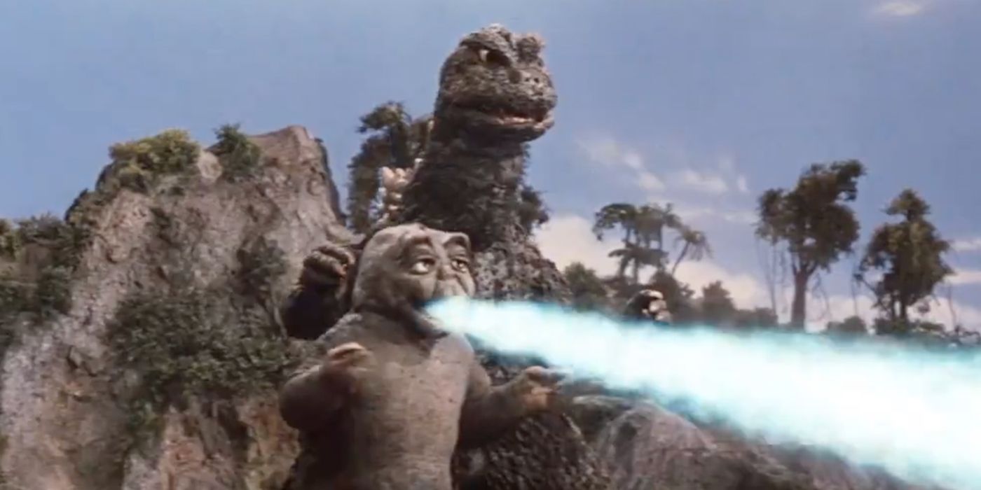 Godzilla and Minilla side by side in Son of Godzilla