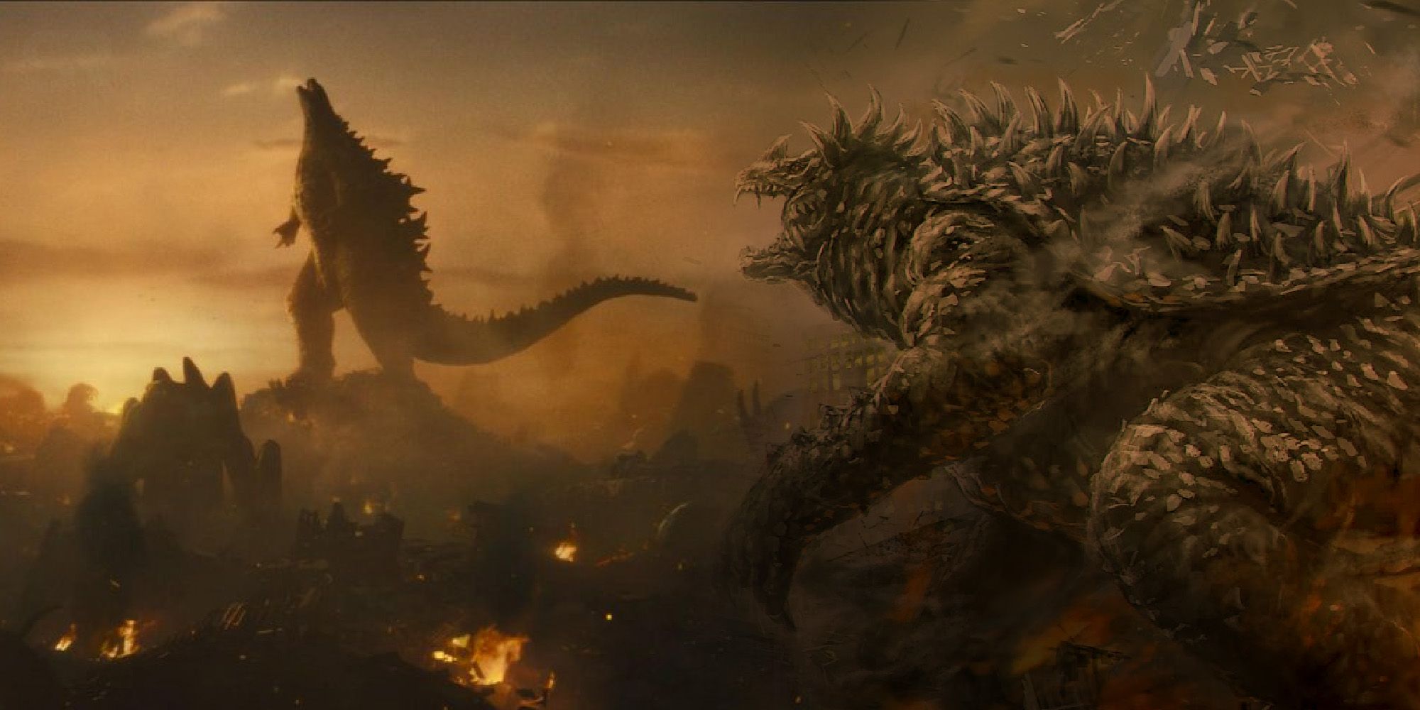 Godzilla stares at the hollow earth
