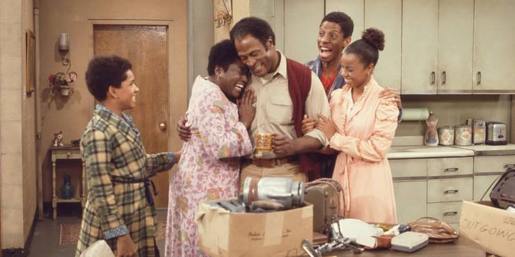 John Amos como James Evans, Sr. e Esther Rolle como Florida em Good Times