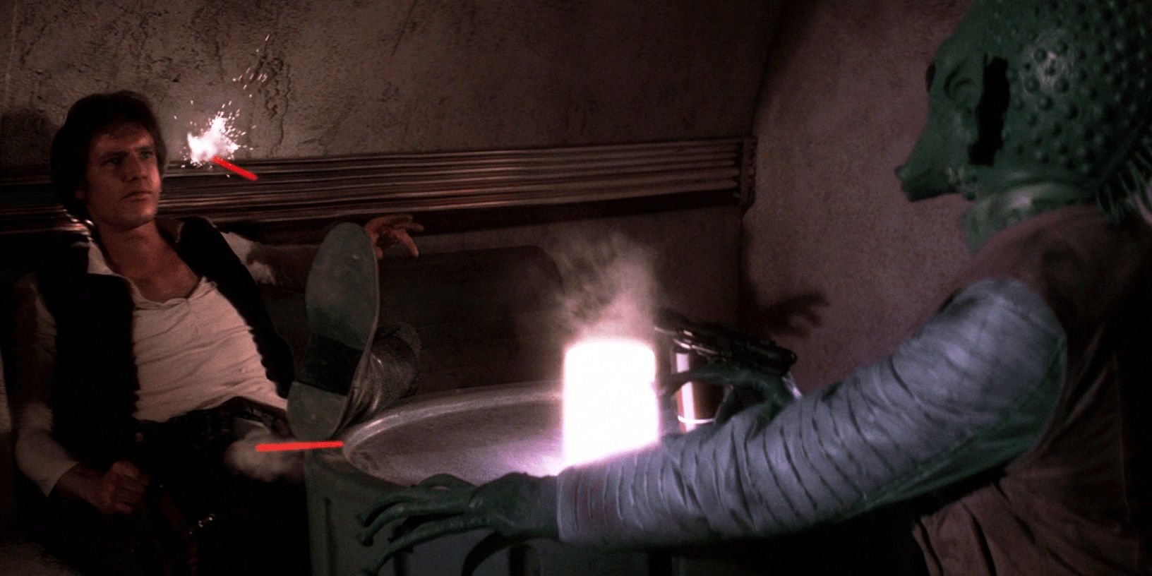 Greedo shoots first in the Star Wars special edition
