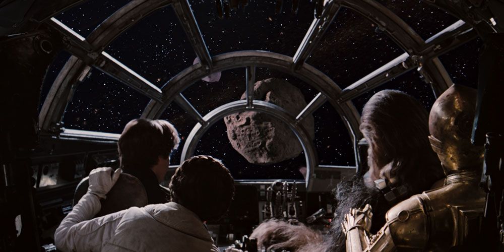 Han Flies Into An Asteroid Field