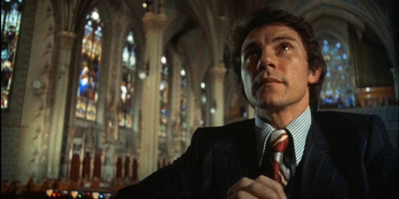 Harvey Keitel praying in a church in Mean Streets