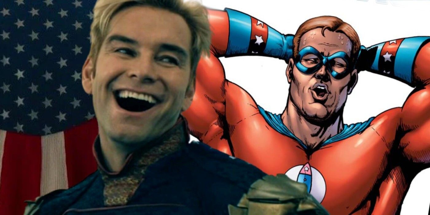 Blended image of Homelander in The Boys and the comics