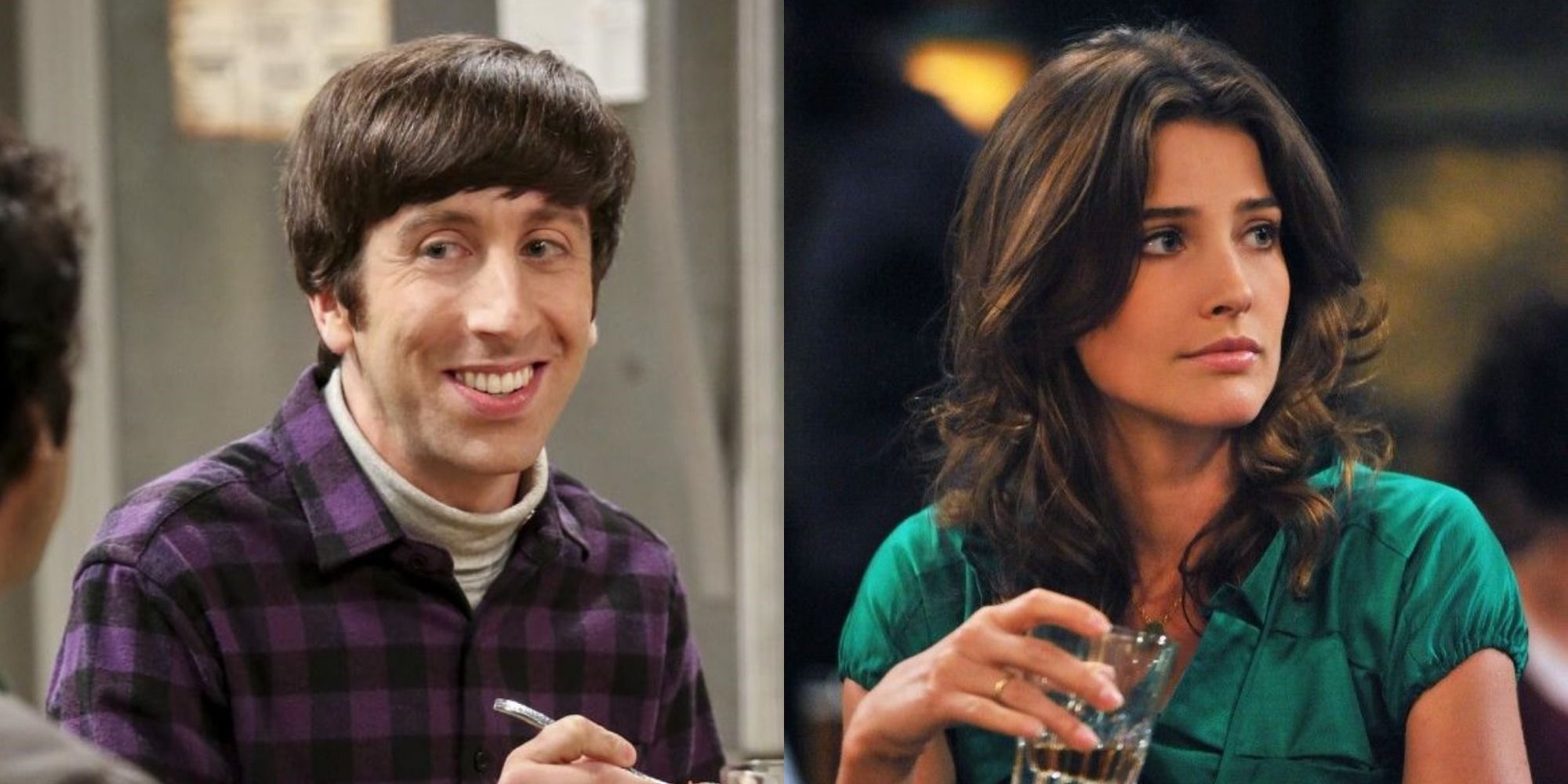 A split-screen image showing The Big Bang Theory's Howard Wolowitz and How I Met Your Mother's Robin Scherbatsky