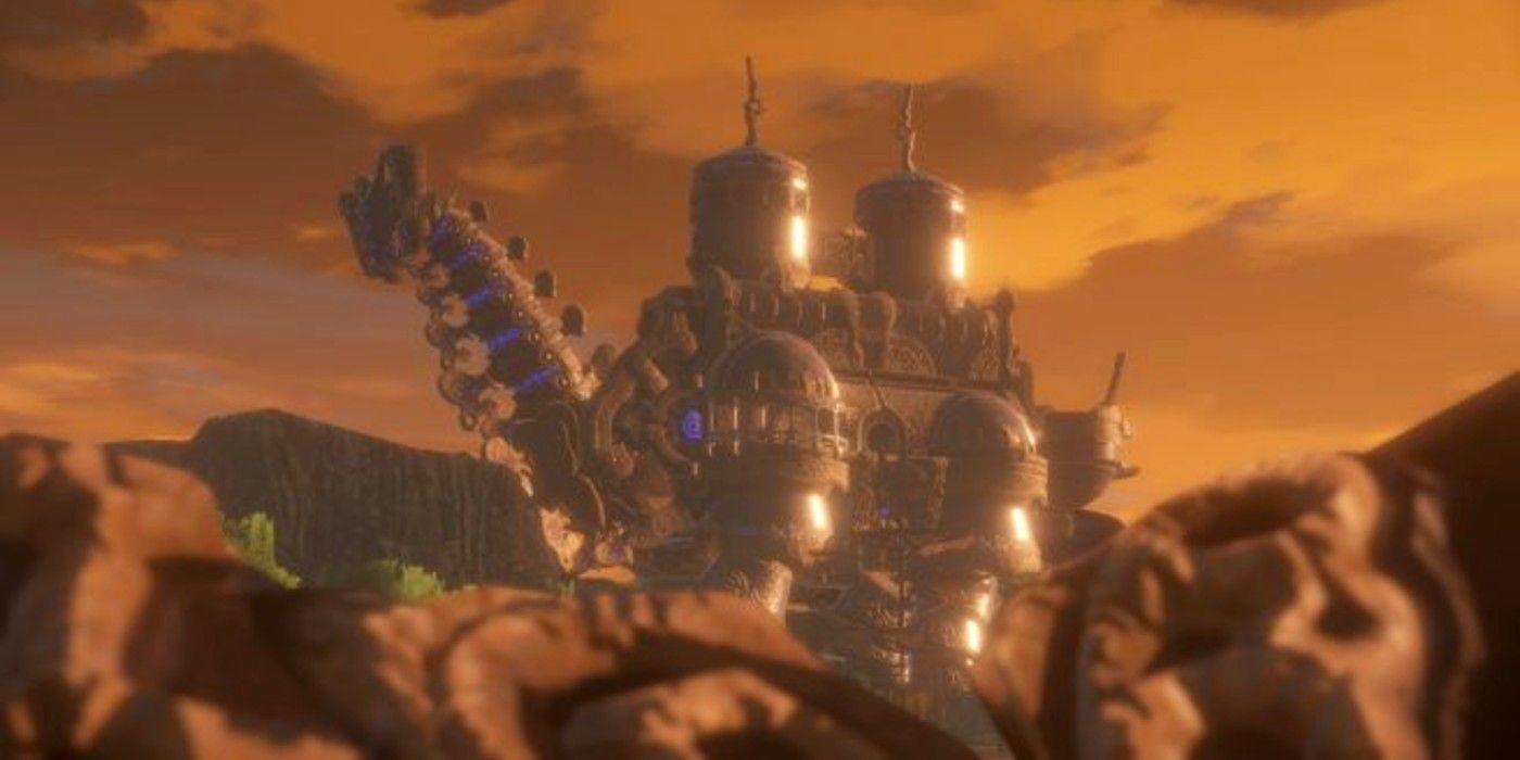 Vah Naboris, Urbosa's camel-like Divine Beast as seen in a cutscene from Hyrule Warriors: Age of Calamity.