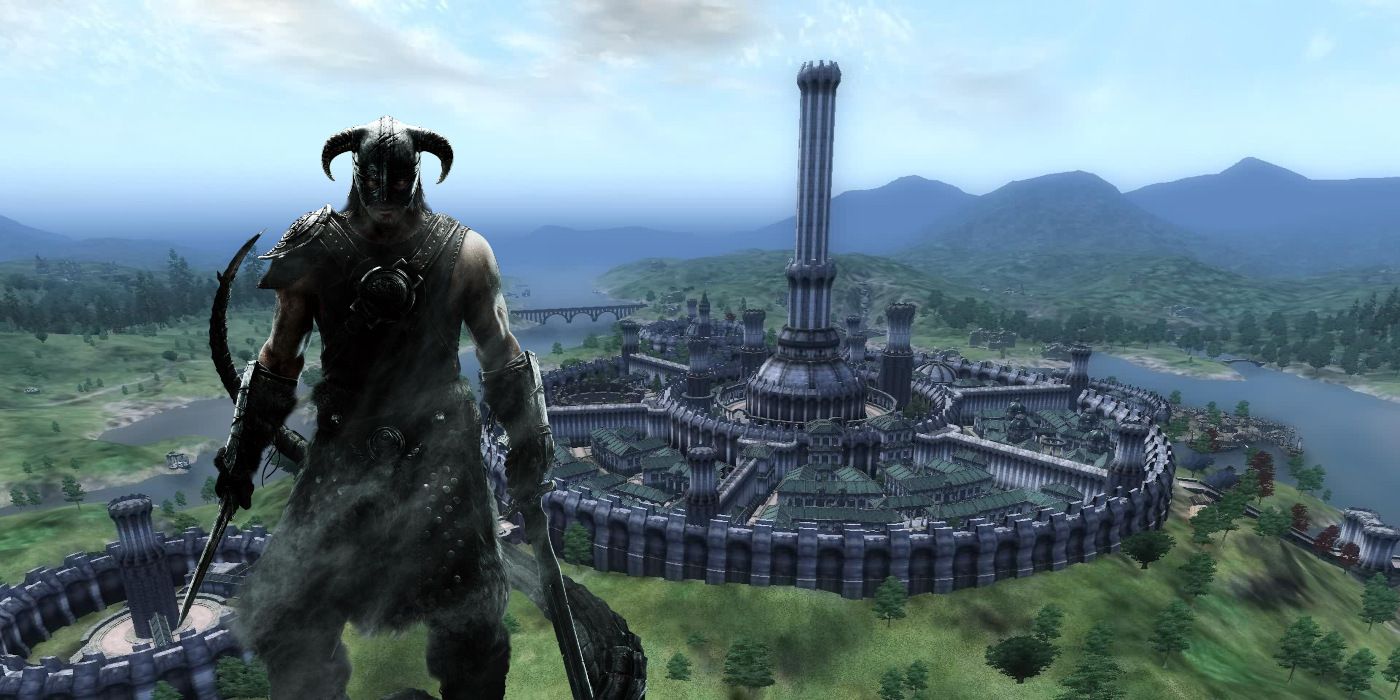 Dragonborn Standing In Front Of Oblivion's Imperial City