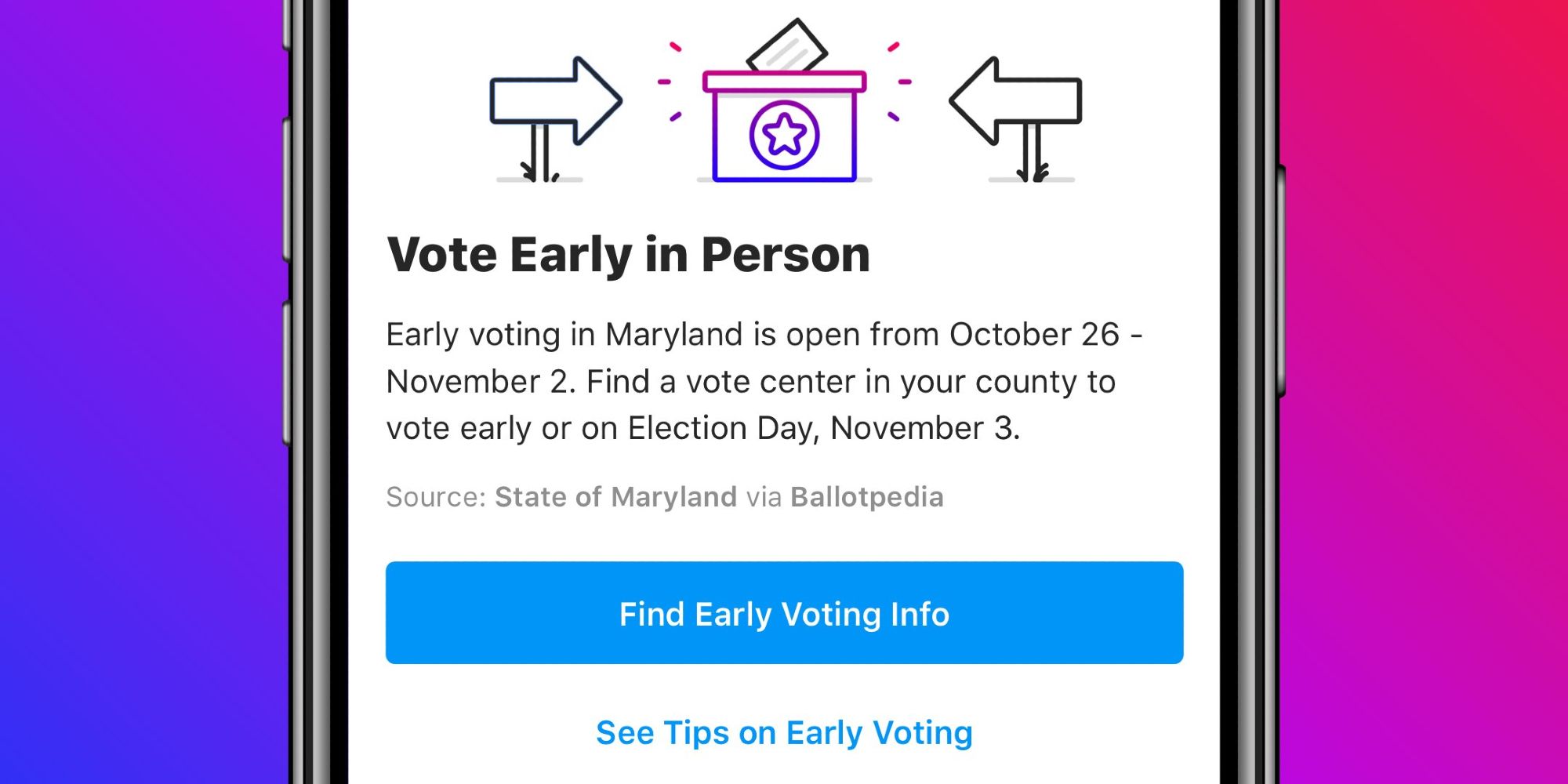 Instagram 'vote early' tool