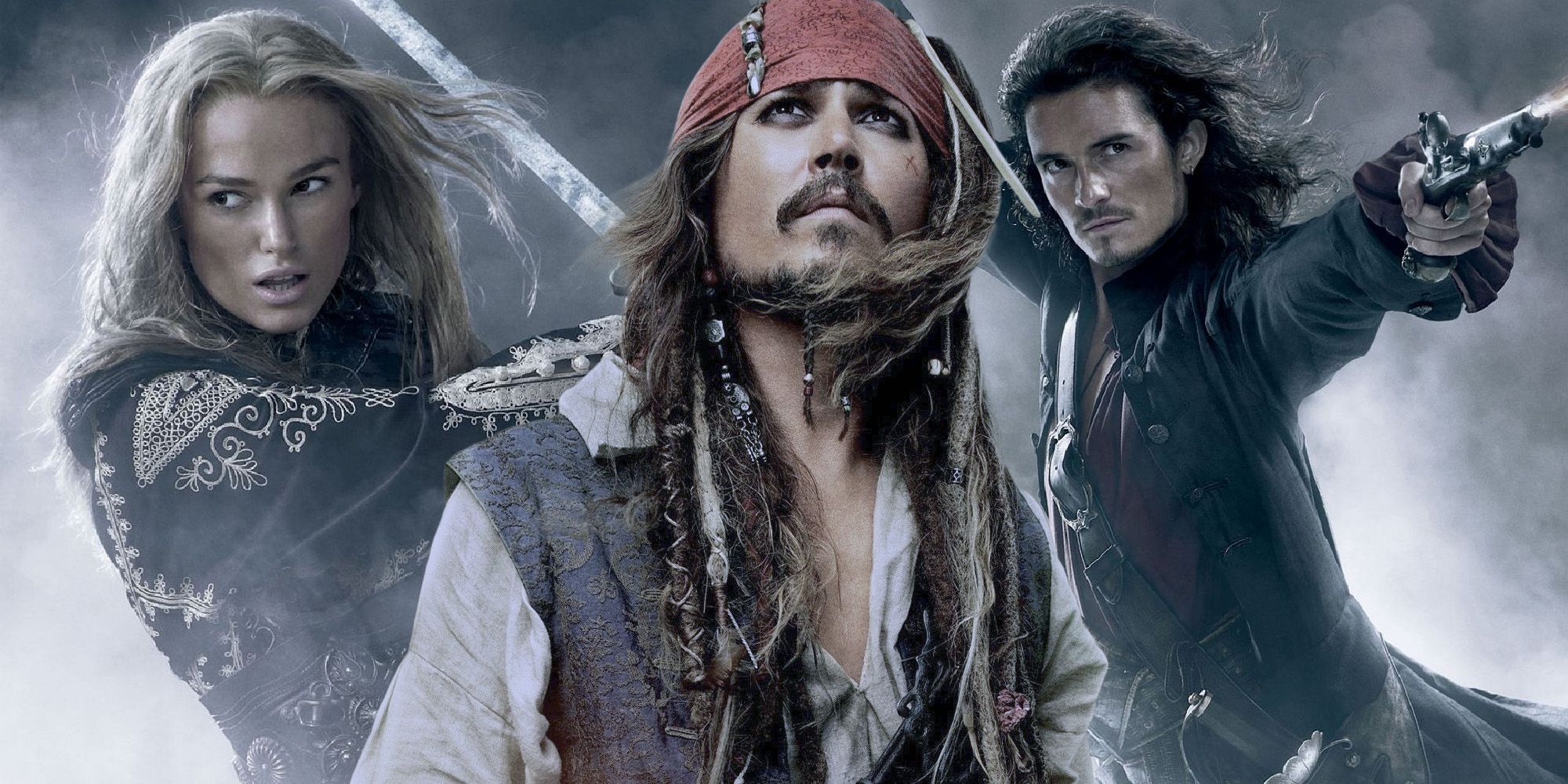 Jack Sparrow Elizabeth Swann Will turner Pirates of the Caribbean