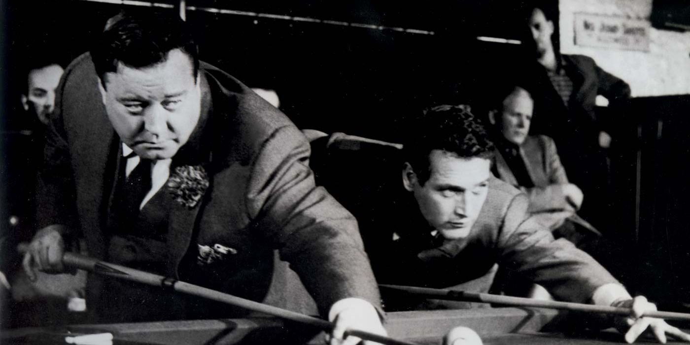 Jackie Gleason and Paul Newman prepare to play in The Hustler