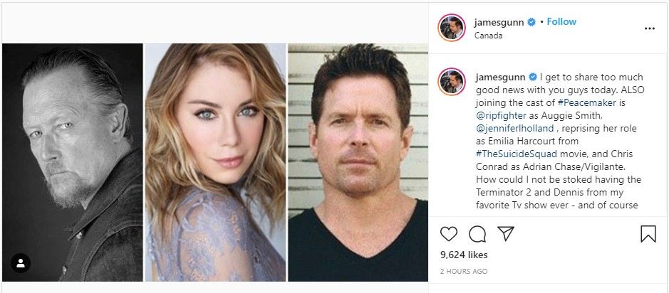 James Gunn IG Peacemaker Casting Screenshot