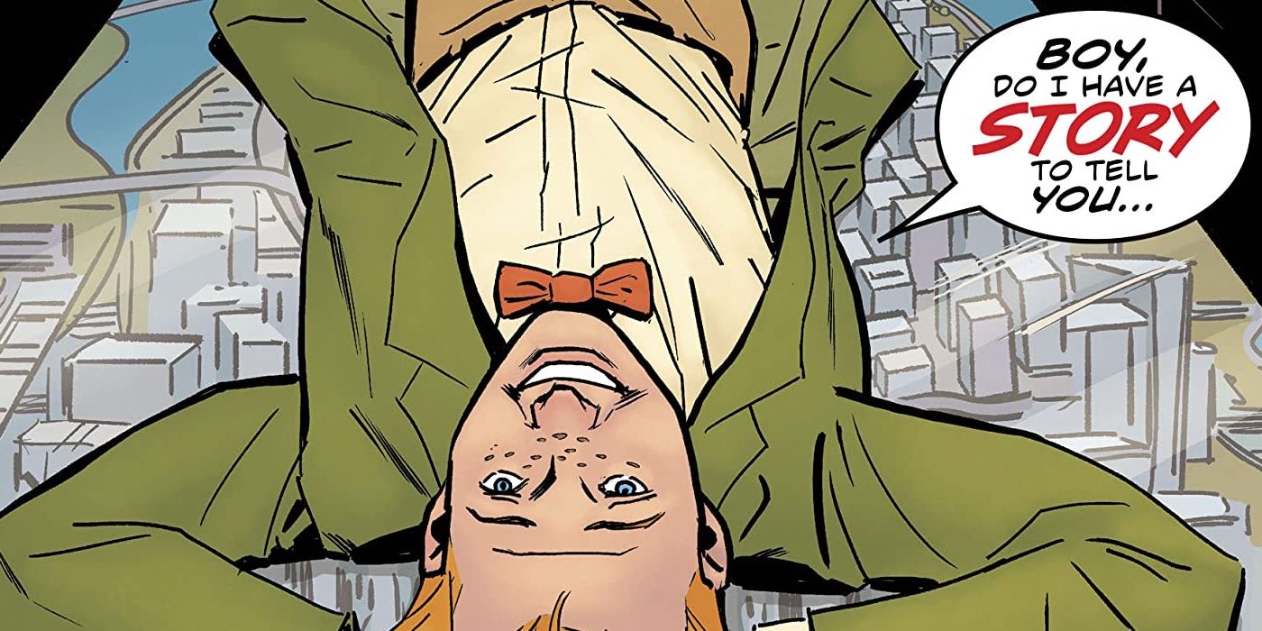 Jimmy Olsen lying on the floor with his hands behind his head