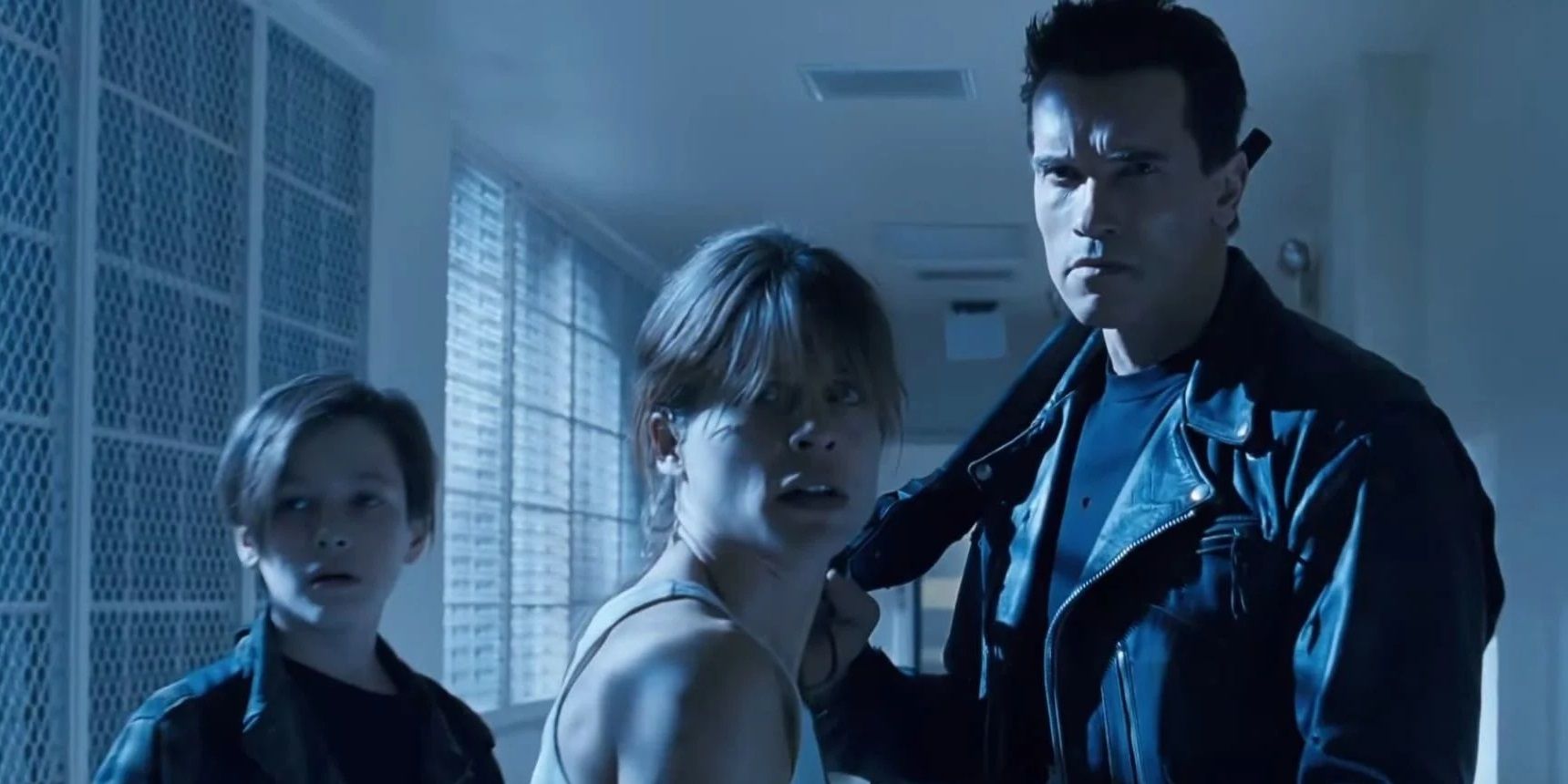 John, Sarah, and the T-800 in Terminator 2