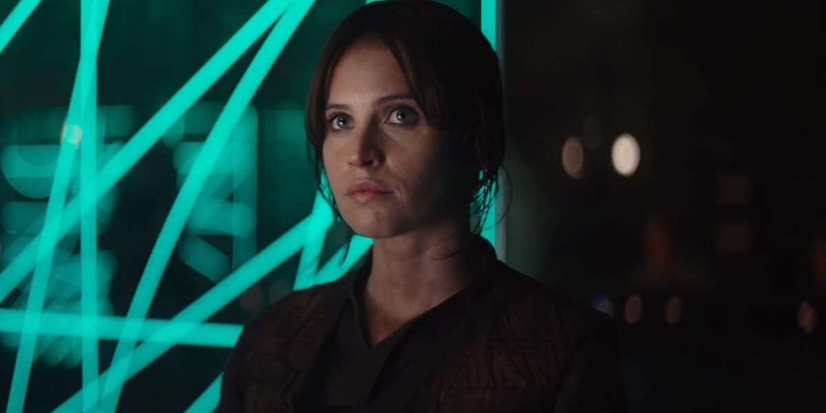 Jyn Erso in the Rebel base in Rogue One: A Star Wars Story