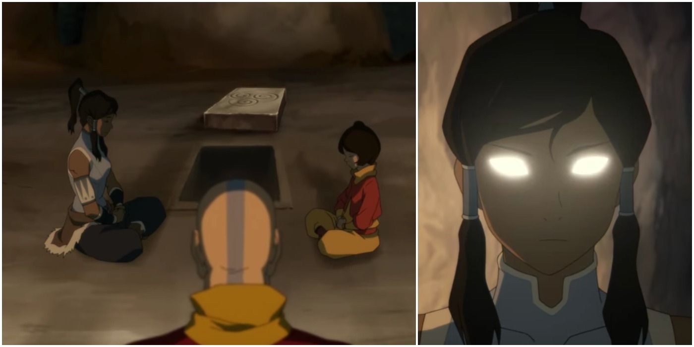 Korra and Jinora Meditate into the Spirit World and Korra Enters the Avatar State