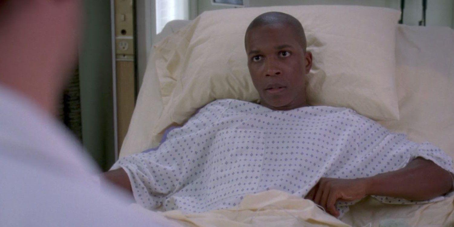 P.J. Walling rests on his bed after donating his kidney in Grey's Anatomy