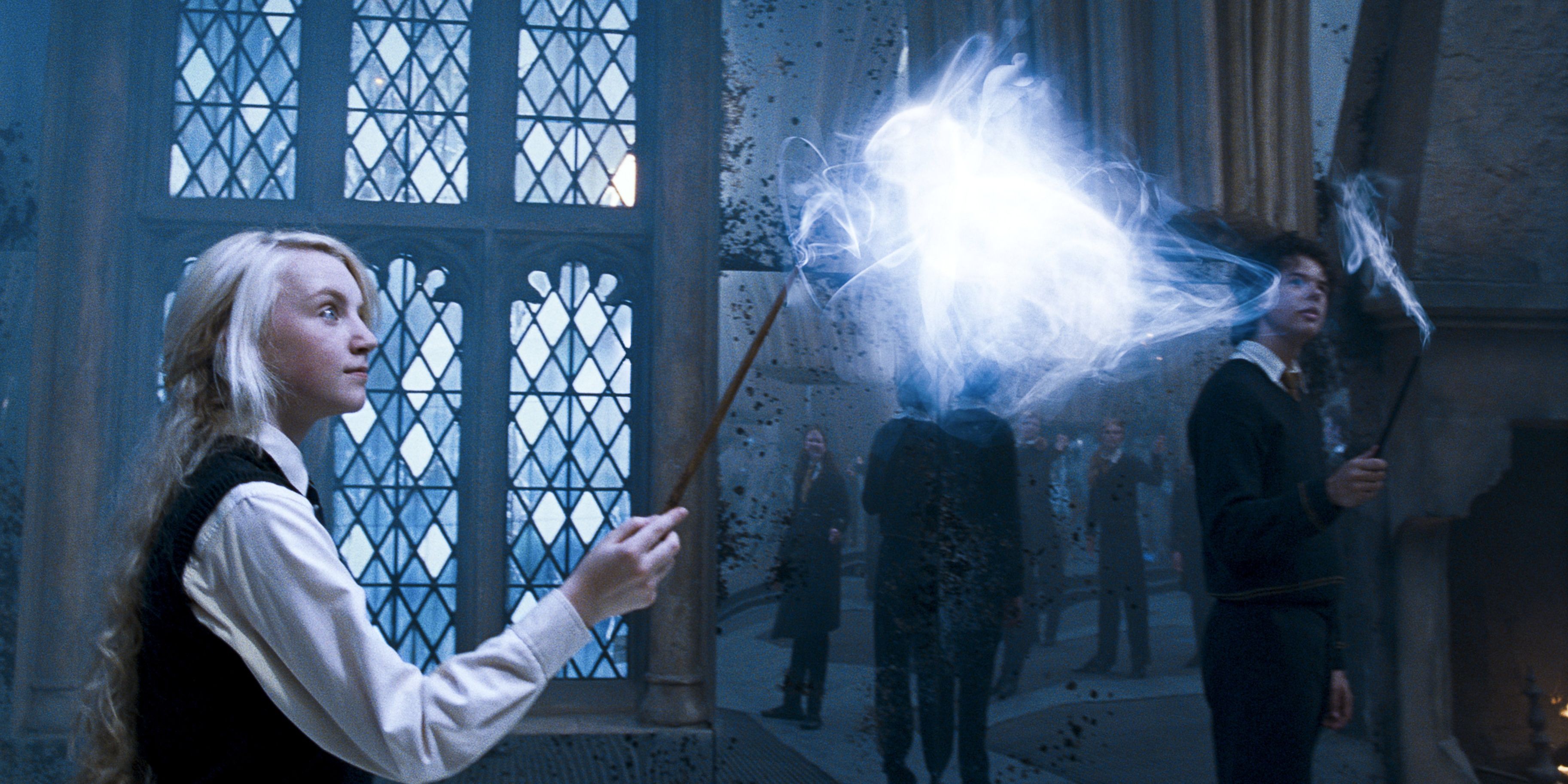 Luna casting a Patronus charm in Harry Potter