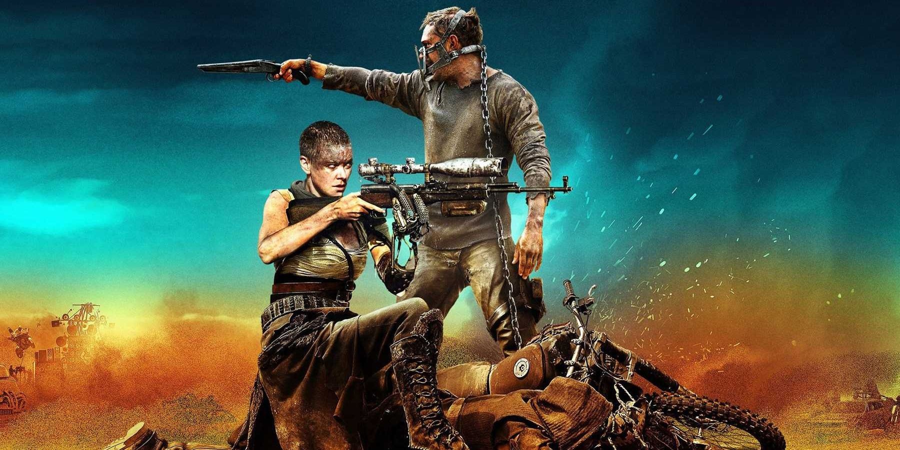 Charlize Theron e Tom Hardy como Furiosa e Max em imagem promocional de Mad Max: Estrada da Fúria