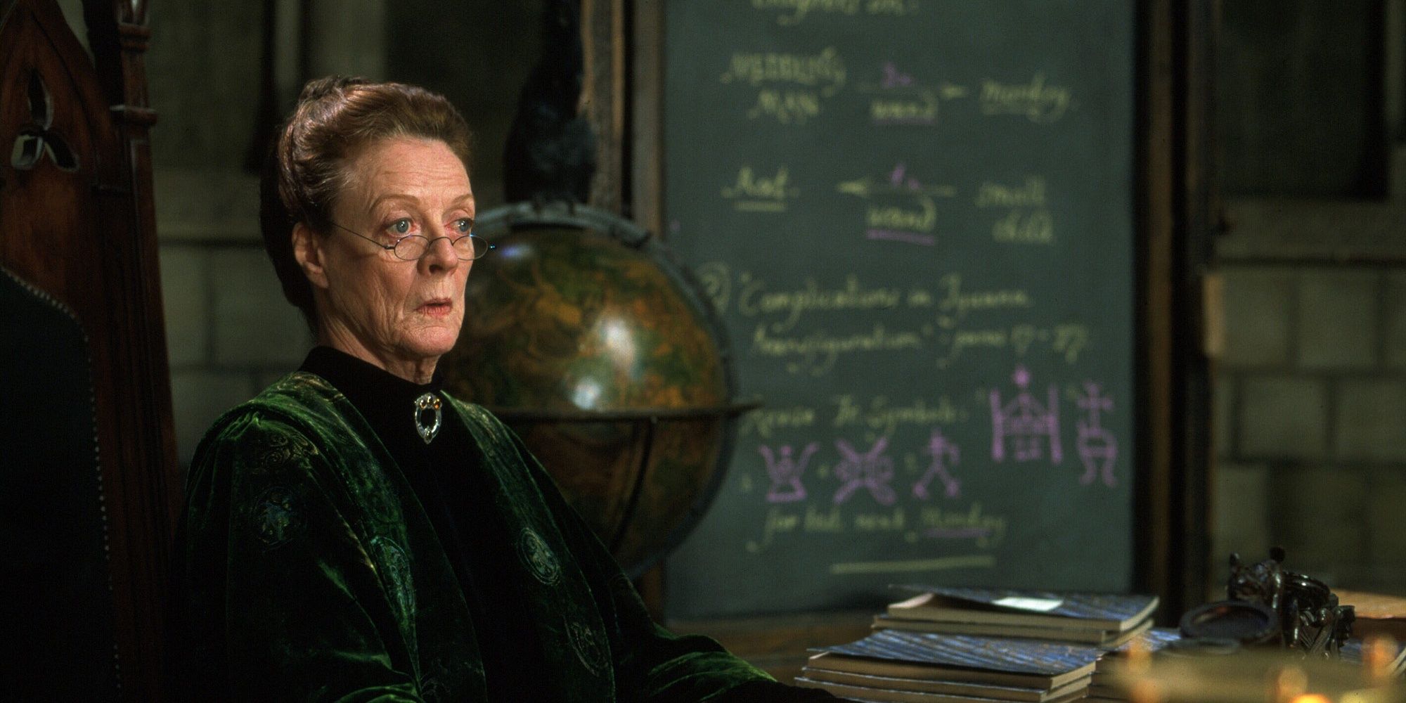 Professor McGonagall at class in the Harry Potter series