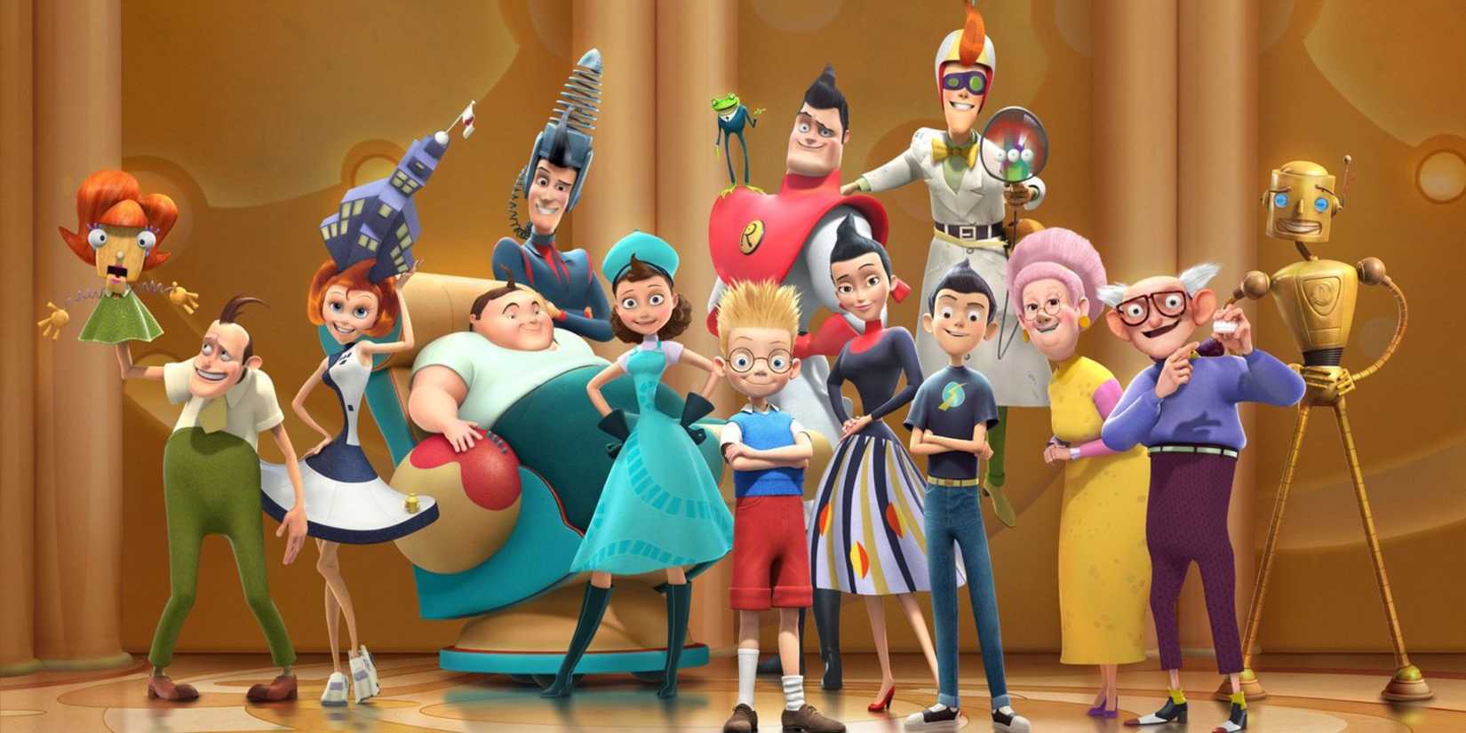 The cast of Meet The Robinsons smile for a picture.