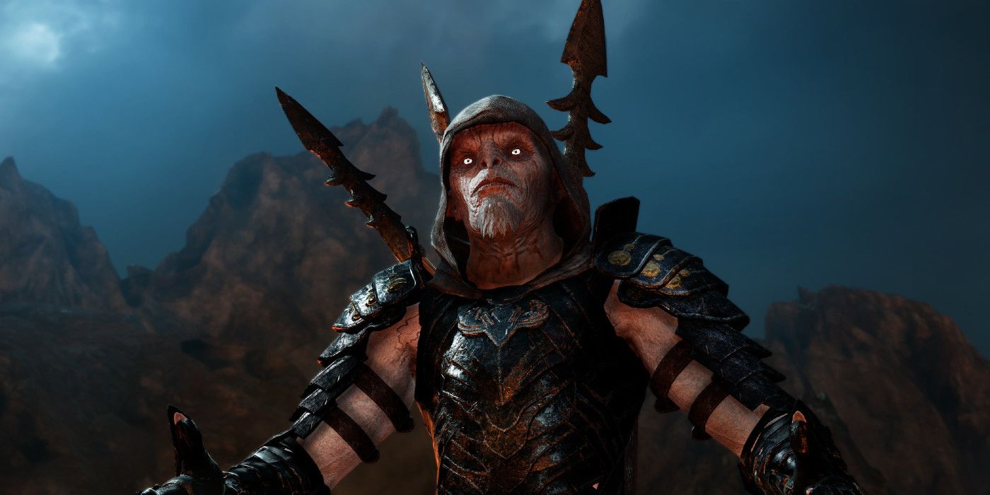 A terrifying Necromancer Orc in Middle Earth Shadow of War 