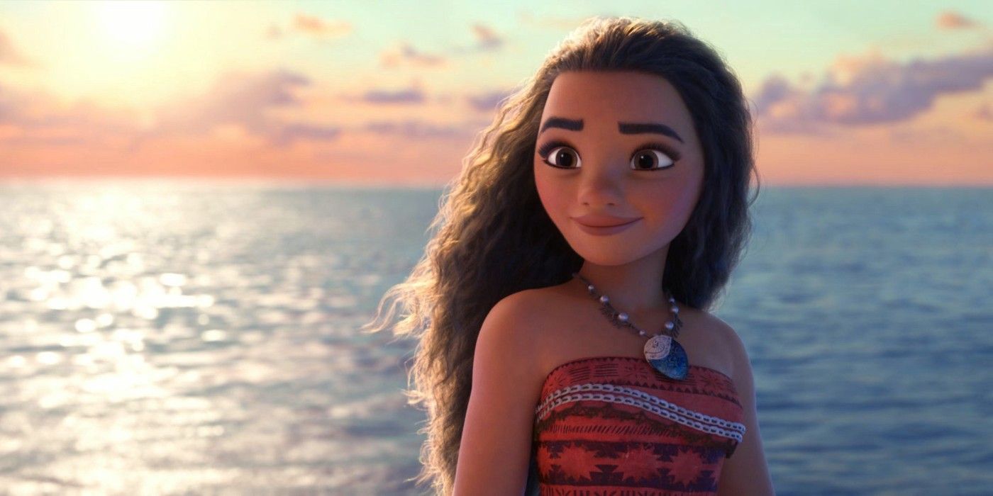 Moana standing in front of the ocean