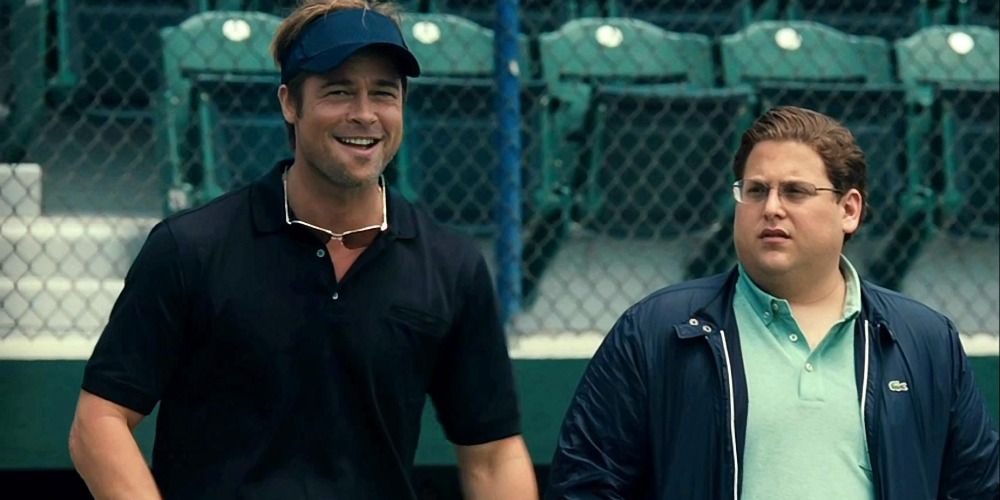 Brad Pitt and Jonah Hill in Moneyball (2011)