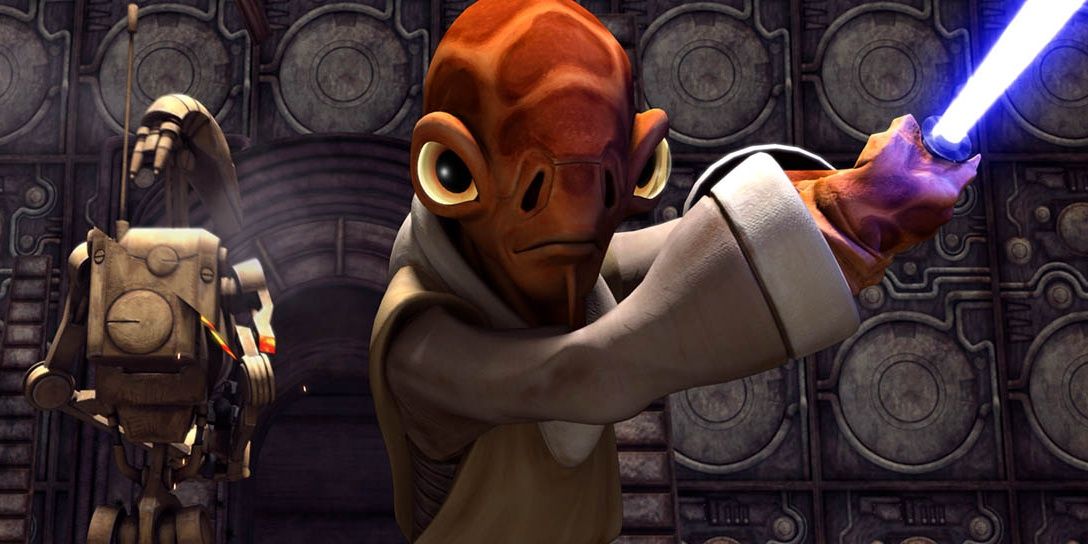 Nahdar Vebb with a lightsaber in Star Wars: The Clone Wars