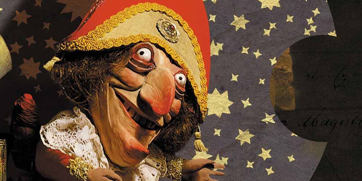 Mr. Punch sitting on the cover of Neil Gaiman's Graphic Novel