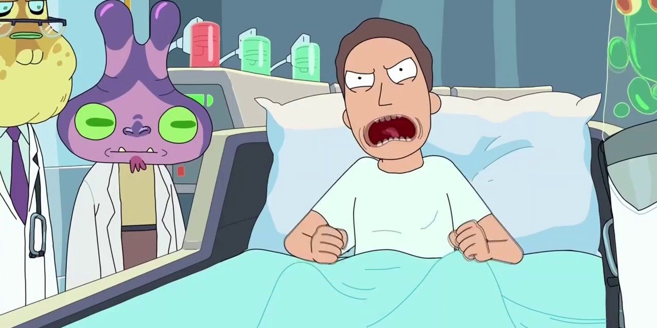 Jerry screaming at alien doctors.
