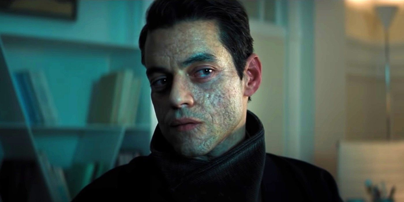 Rami Malek as Safin in Madeleine's office in No Time To Die