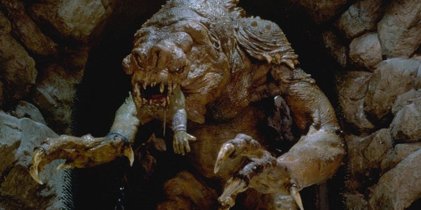 The rancor in Jabba's dungeon in Return of the Jedi